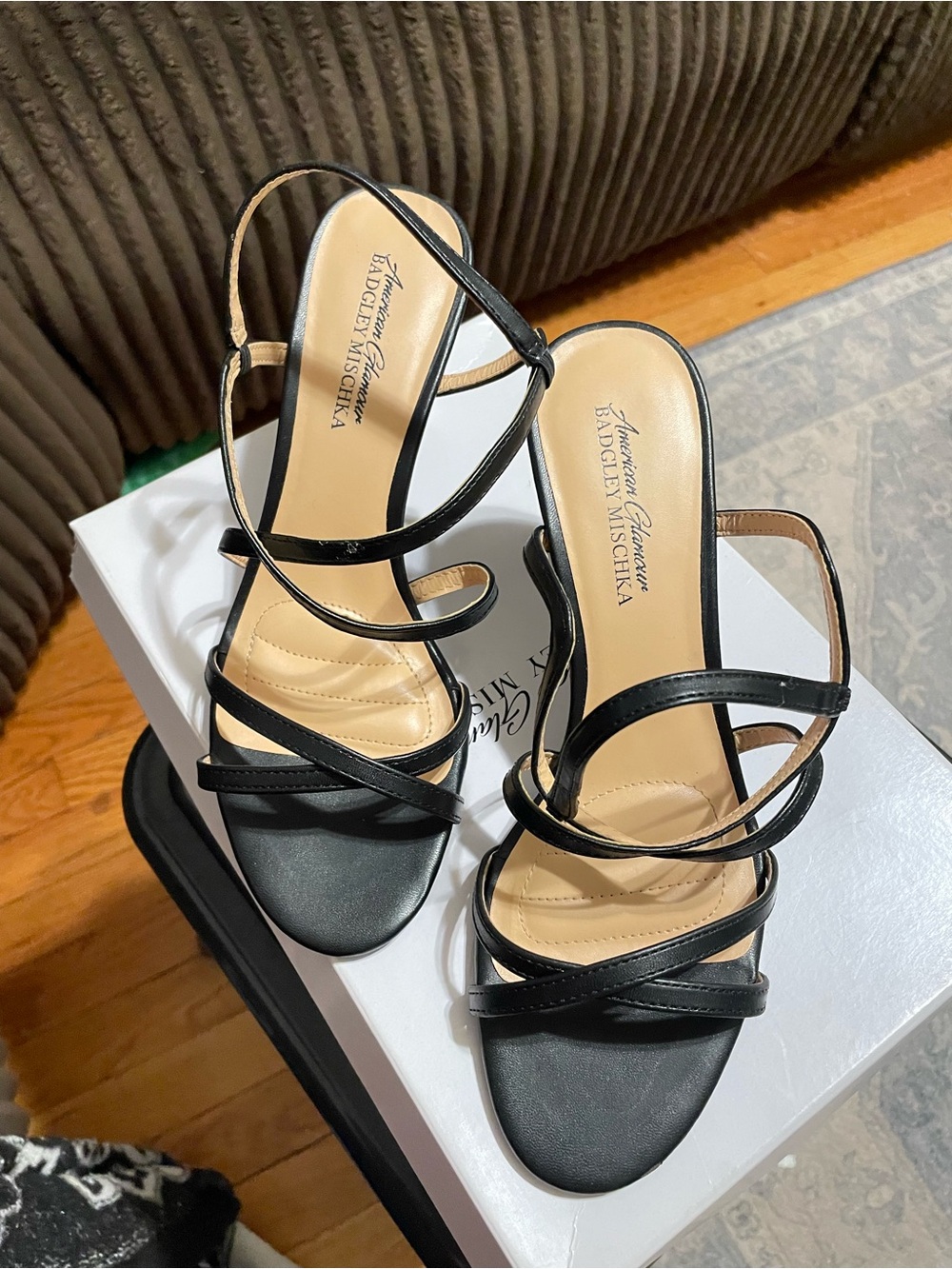 Badgley Mischka Black Strappy Minimalist Heel Sandal
